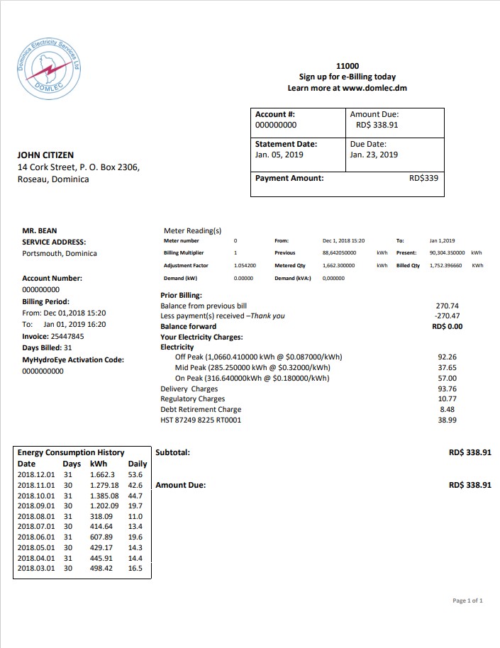  Minol USA business utility bill 